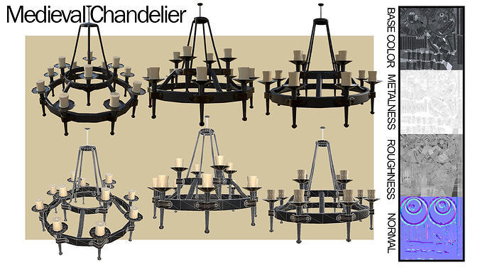 Medieval Chandelier Free 3D model