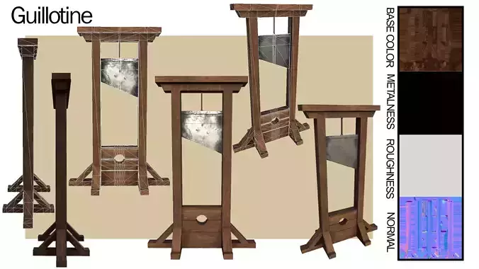 Guillotine four wooden stands