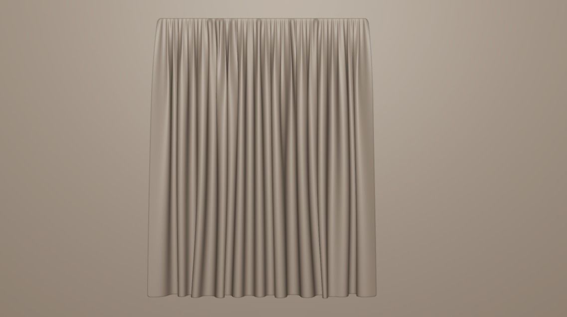 Realistic Curtain pleated skirt Low-poly 3D model_6