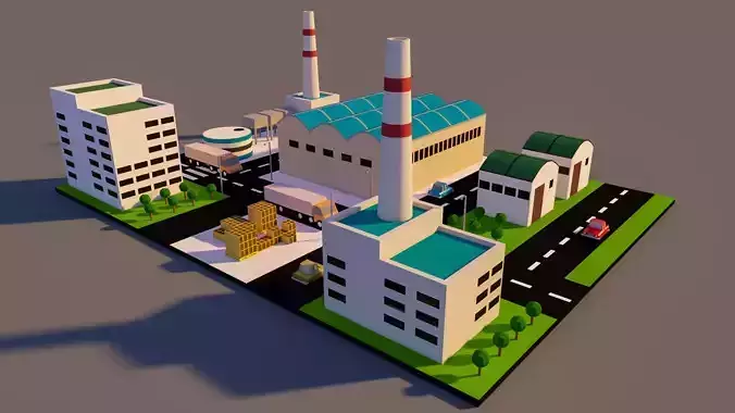 Low Poly factory- Low Poly Assets Low-poly 3D model Low-poly 3D model