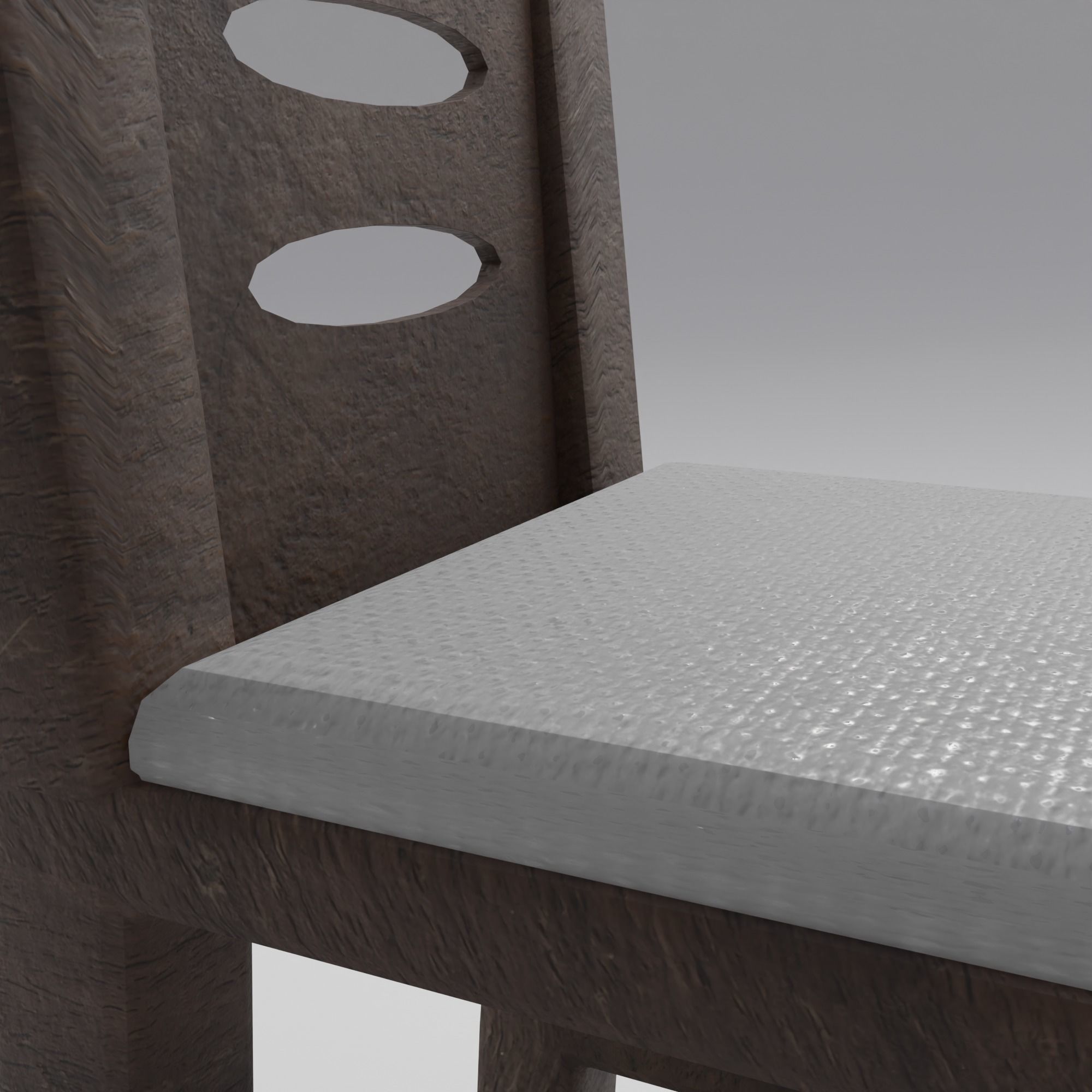 Solid Wood Chair Low-poly 3D model_4