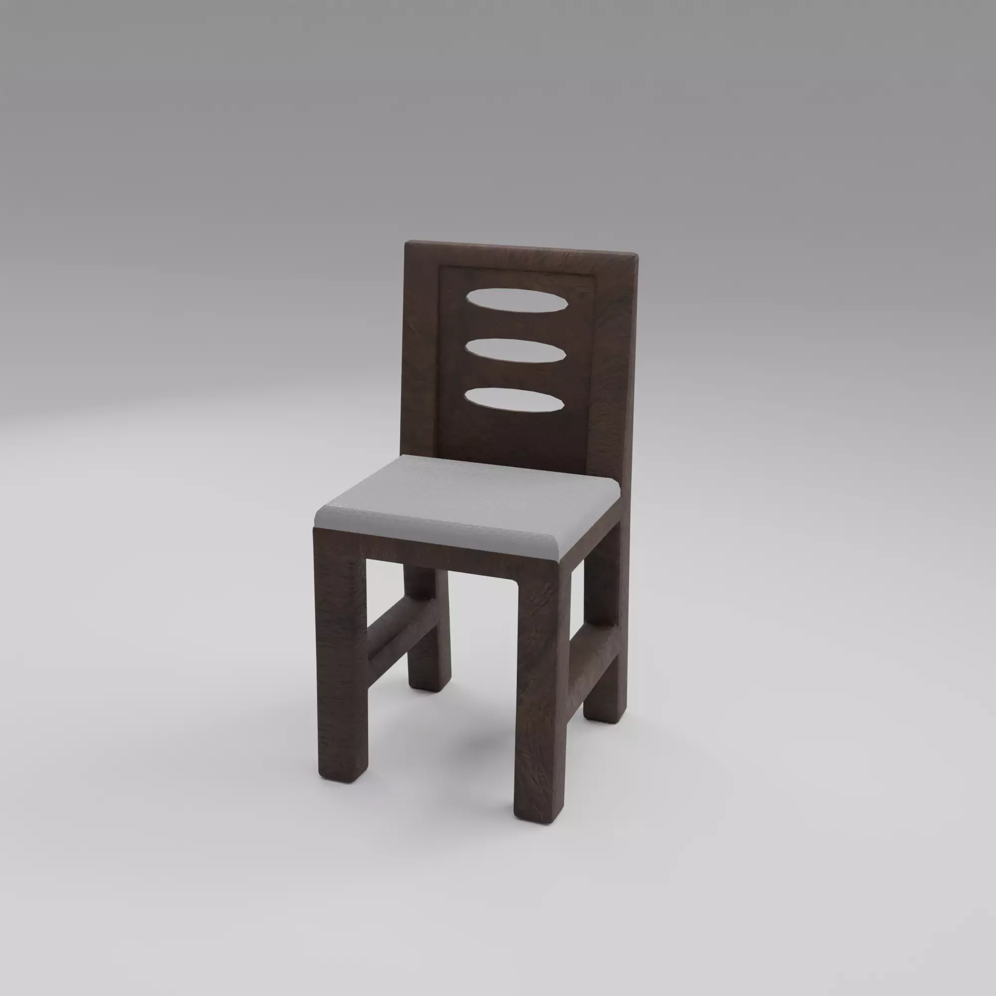Solid Wood Chair Low-poly 3D model_0