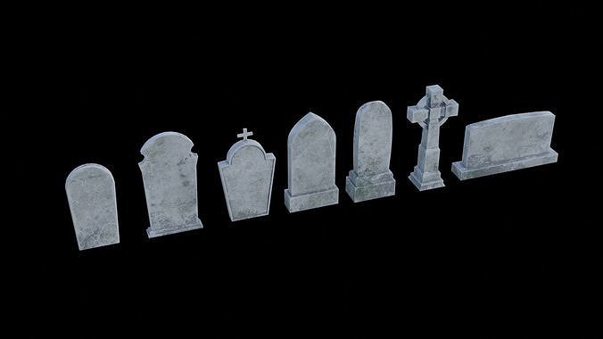 Low Poly Tombstone Pack 8K and 4K Textures Included Low-poly 3D model