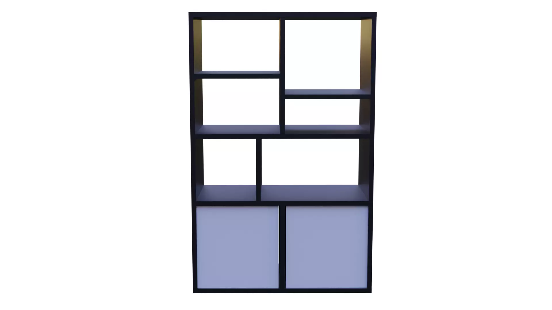 CupBoard bookcase with shelves Free low-poly 3D model_0