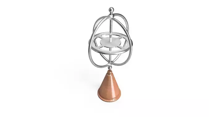 GYROSCOPE pendant made of copper and silver Low-poly 3D model
