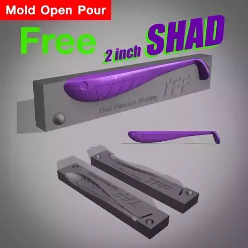 Free Mold open pour 2nch Shad Lure for CNC 3D Prin Free 3D print model