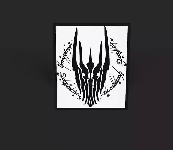 Sauron silhouette logo 3D Elvish letters 3D print model