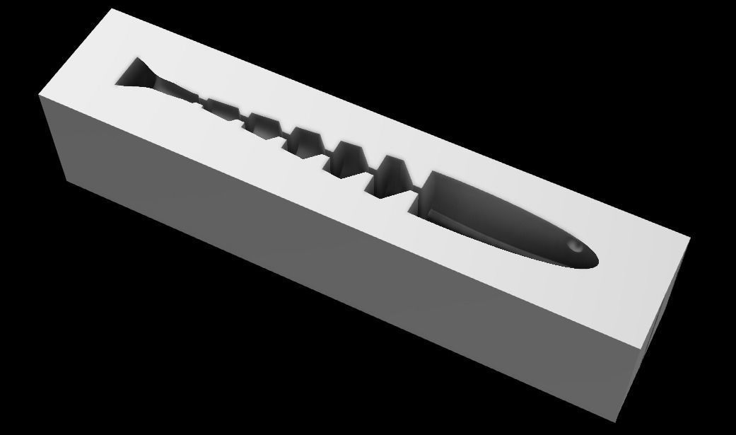 OPEN POUR MOLD SHAD 3 INCH STL STEP FILE FOR CNC AND 3D PRINT 3D print model_5