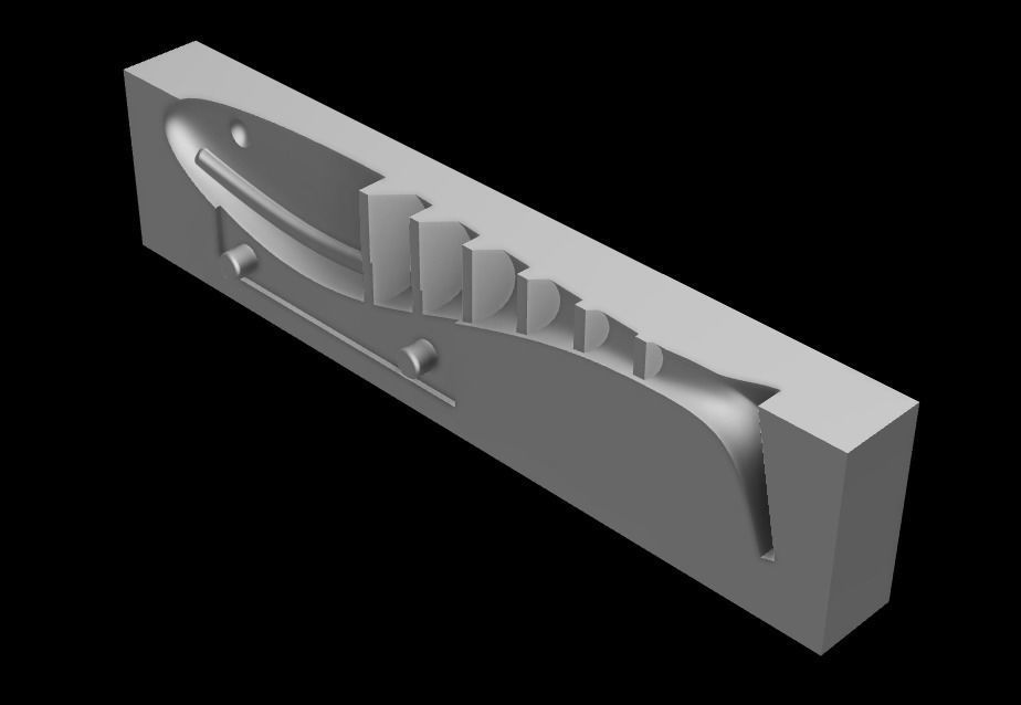 OPEN POUR MOLD SHAD 3 INCH STL STEP FILE FOR CNC AND 3D PRINT 3D print model_4