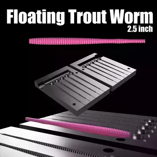 MOLD FLOATING TROUT WORM  STL STEP FILE FOR CNC AND 3D PRINT