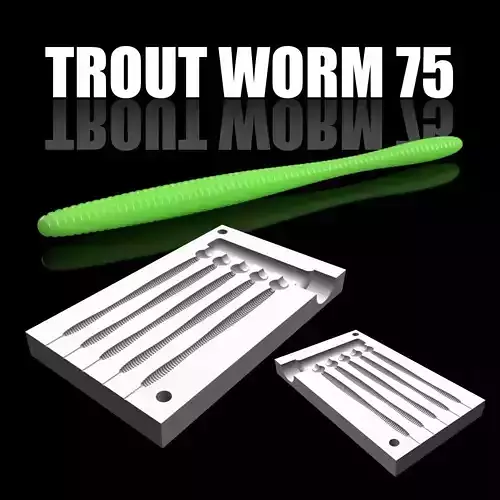 MOLD TROUT WORM 75 mm STL STEP FILE FOR CNC AND 3D PRINT 3D print model