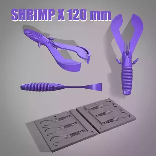 MOLD TFF SHRIMP X 120mm 3D STL STEP FILE FOR CNC AND 3D PRINT 3D print model