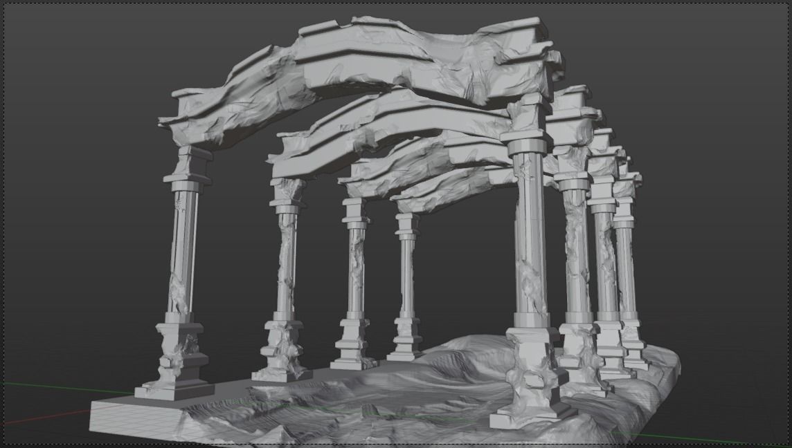Ancient Temple Ruins High Poly and Low Poly Low-poly 3D model_2