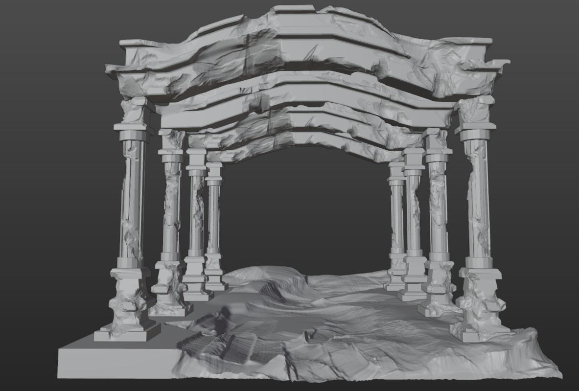 Ancient Temple Ruins High Poly and Low Poly Low-poly 3D model_3