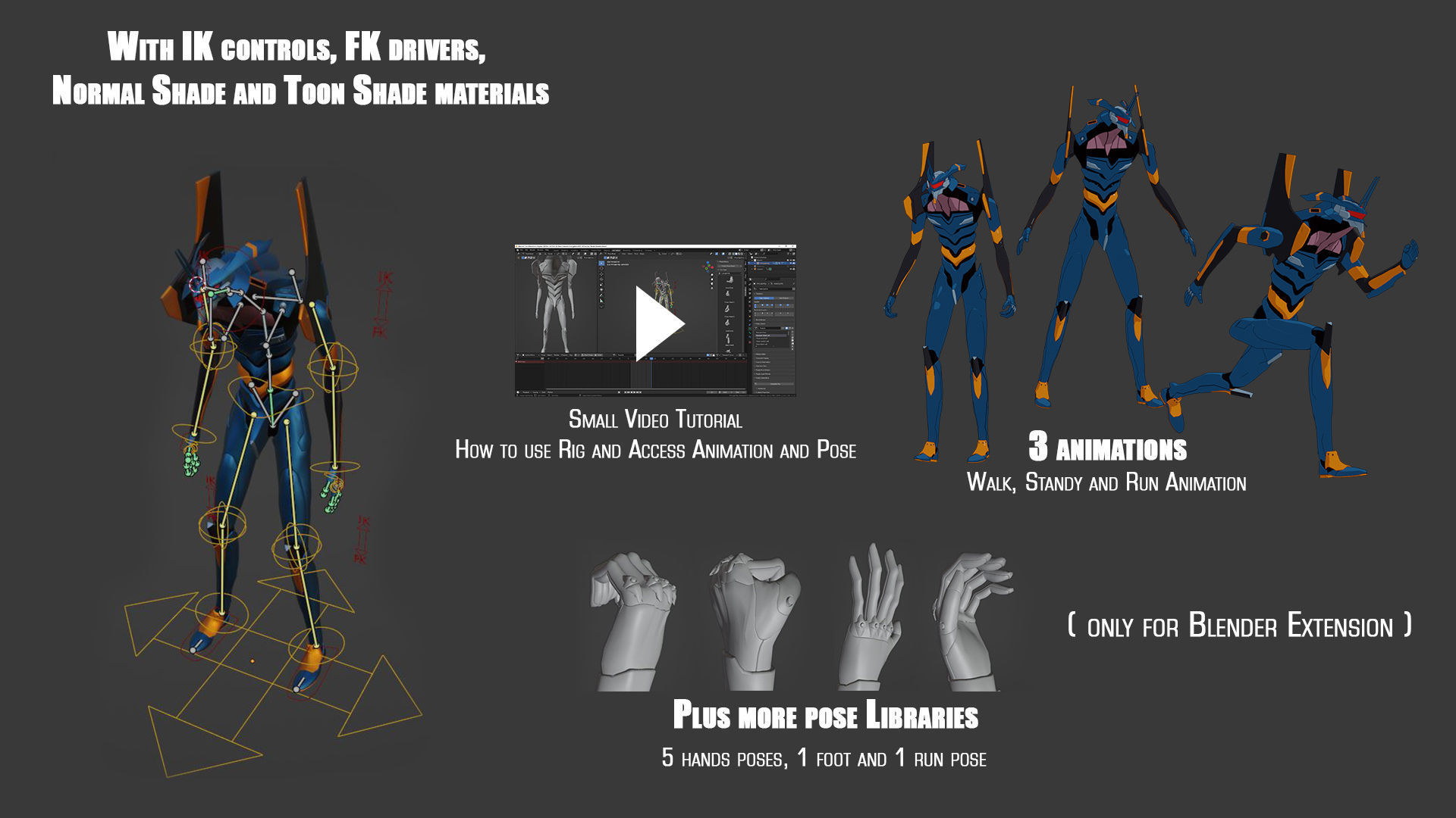 Rigged EVA 06 Unit Neon Genesis Evangelion Low-poly 3D model_1