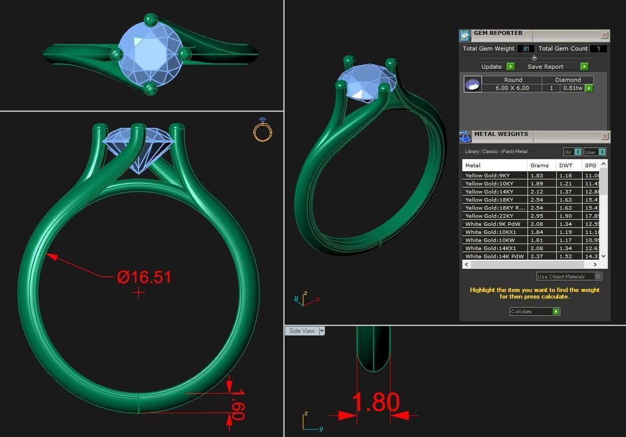 Solo Diamond Engagement Ring 3D print model_1
