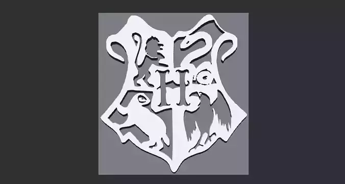 Logo Hogwarts School of Witchcraft and Wizardry 3D print model