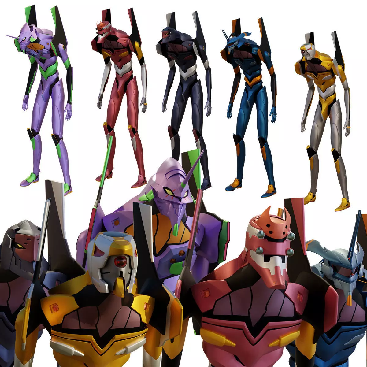 Rigged Units Eva Full Pack Neon Genesis Evangelion 3D Model Collection_0