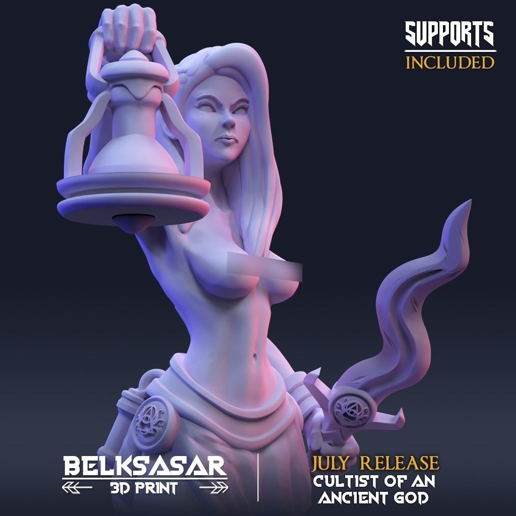 Ancient god Cultists Nude - Set x 4 3D print model_9
