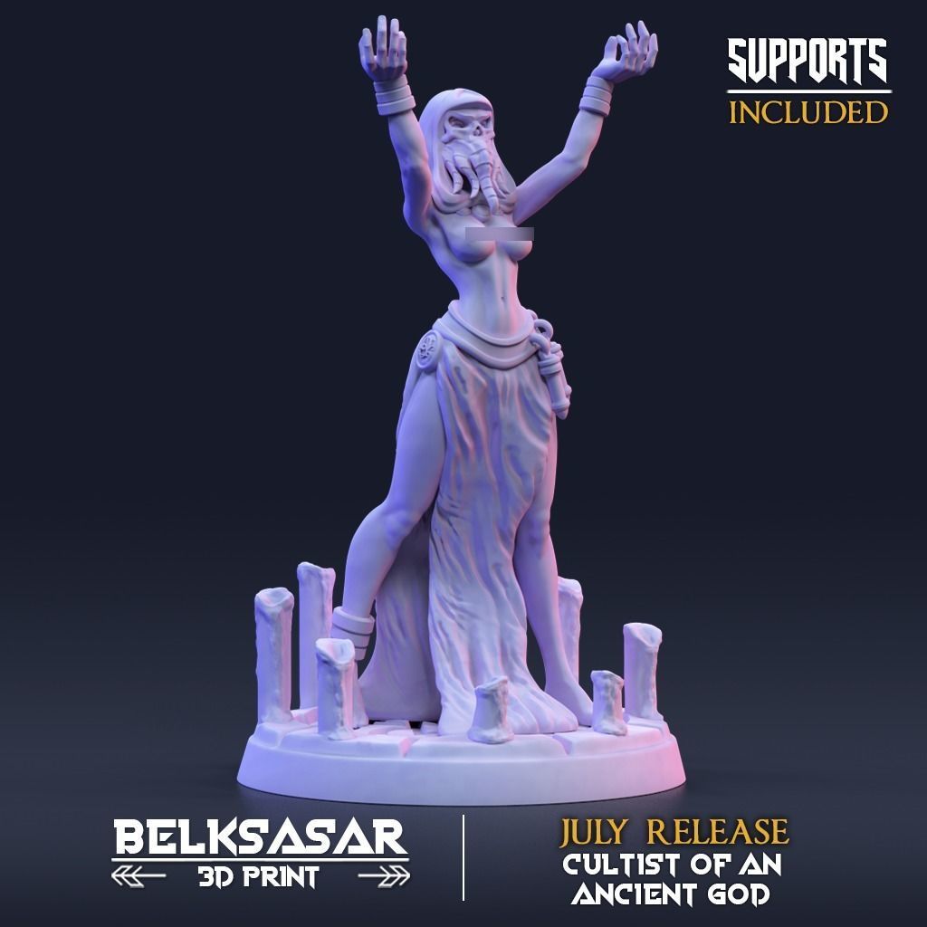 Ancient god Cultists Nude - Set x 4 3D print model_3