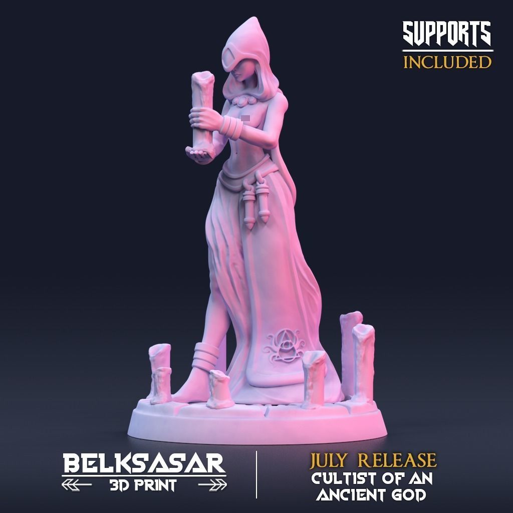 Ancient god Cultists Nude - Set x 4 3D print model_6