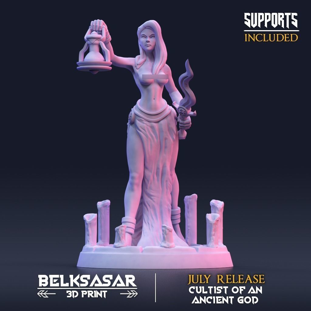 Ancient god Cultists Nude - Set x 4 3D print model_8