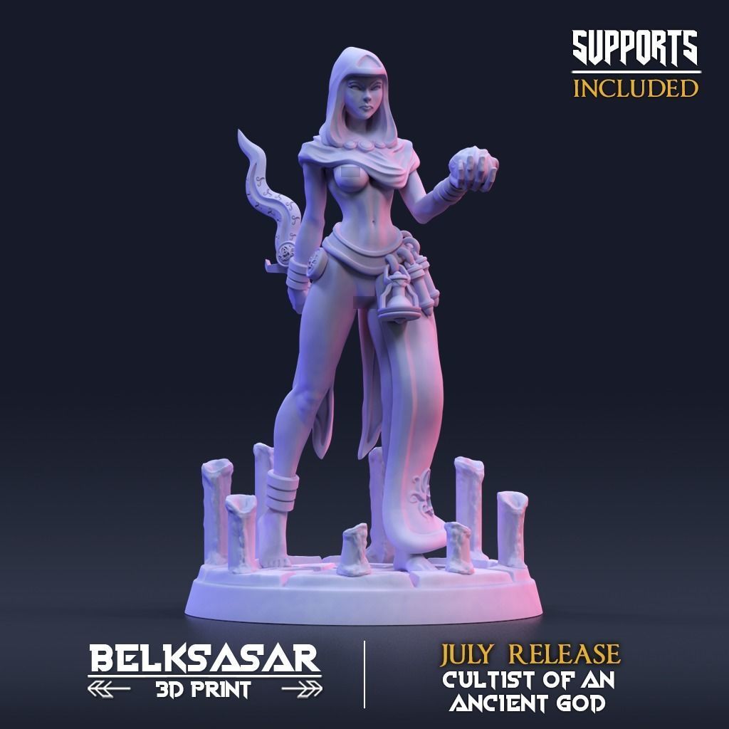 Ancient god Cultists Nude - Set x 4 3D print model_1