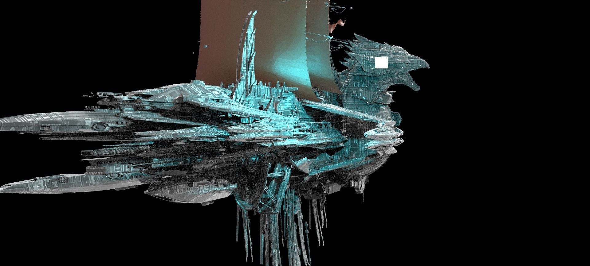 Silver Dragon Airship 3D model_1