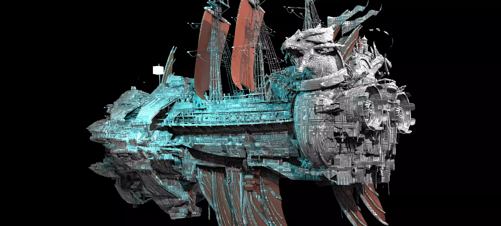 Silver Drake Airship 3D model
