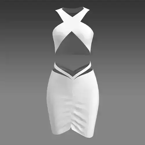 PENCIL SKIRT ELASTIC CENTER BELTED V SHAPE