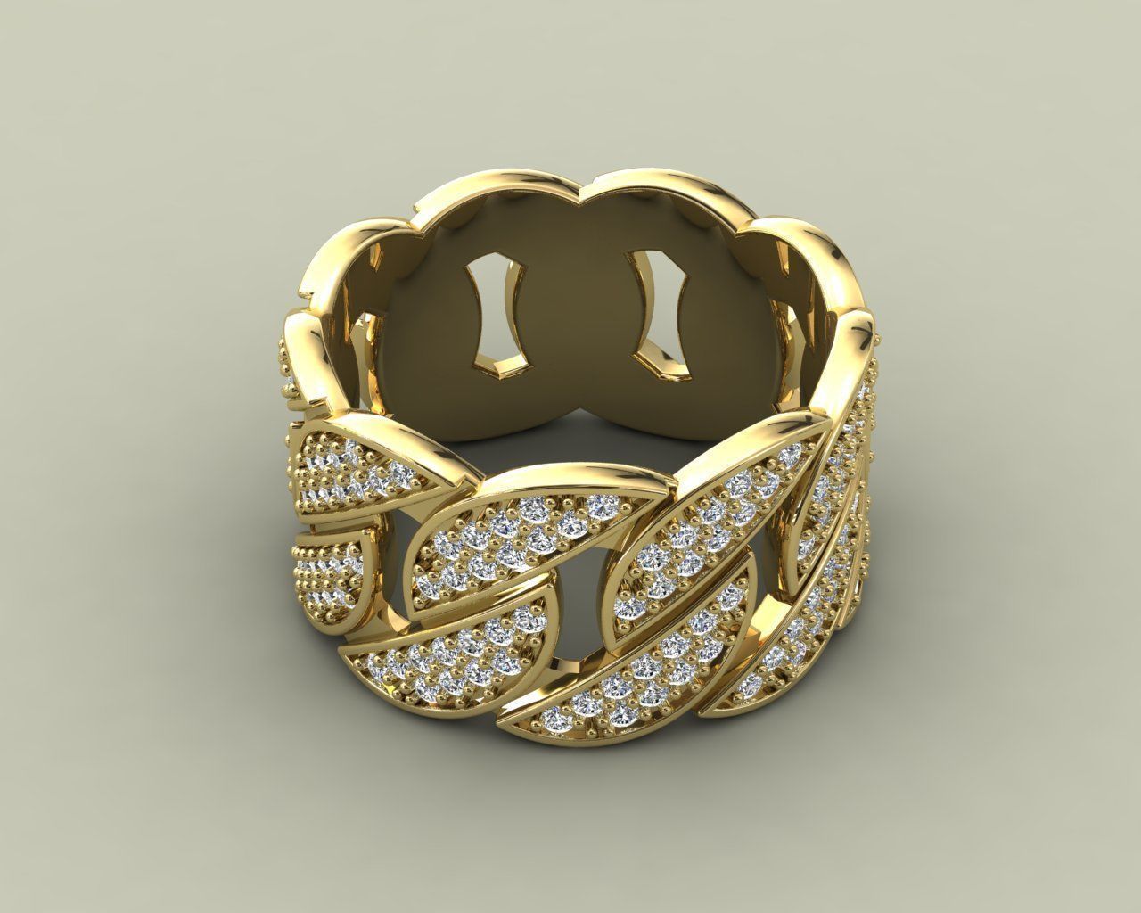 Cuban Ring Diamond 3D print model_2