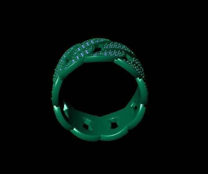 Cuban Ring Diamond 3D print model_18