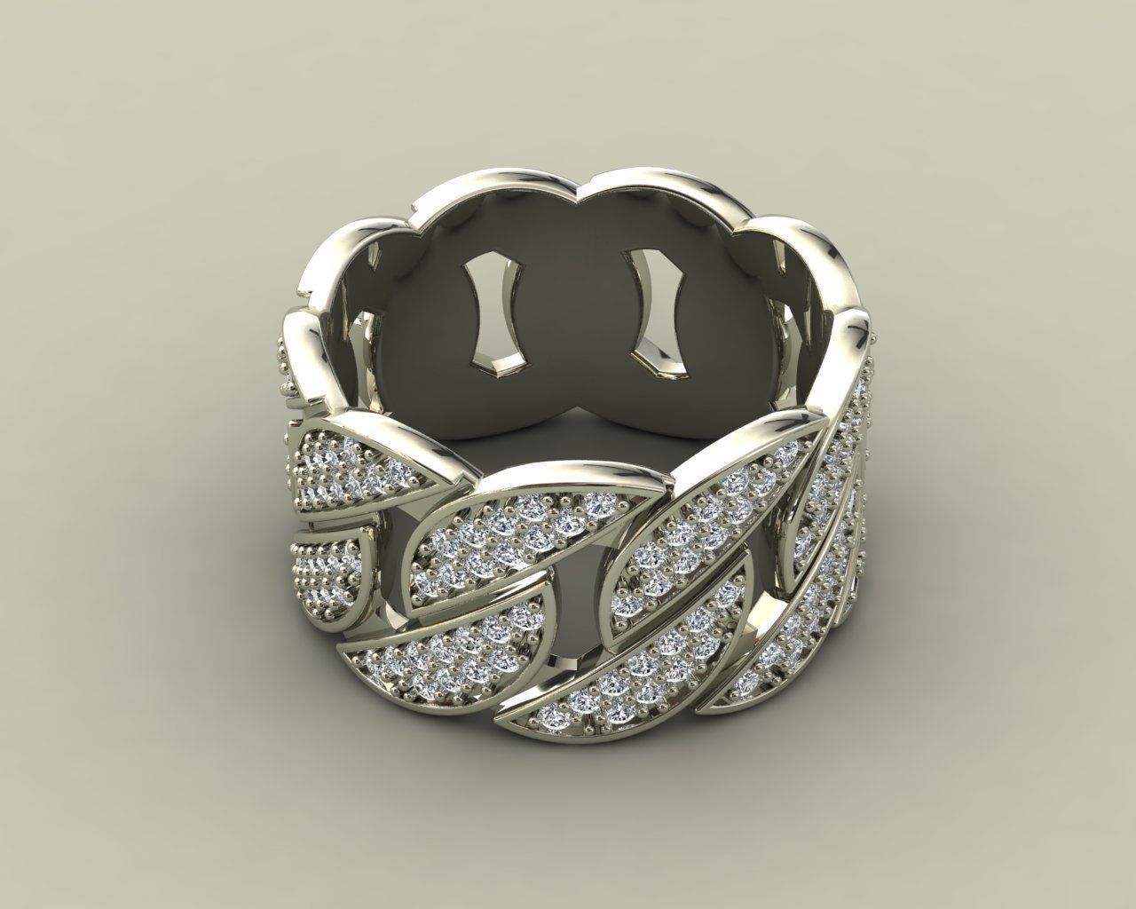 Cuban Ring Diamond 3D print model_15