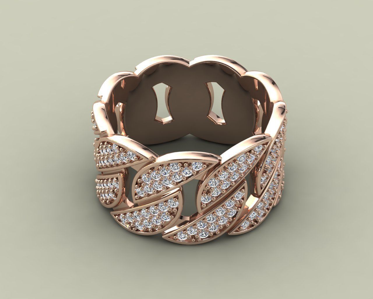 Cuban Ring Diamond 3D print model_4
