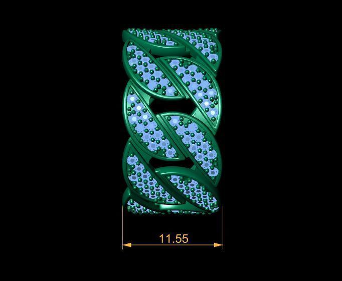 Cuban Ring Diamond 3D print model_8