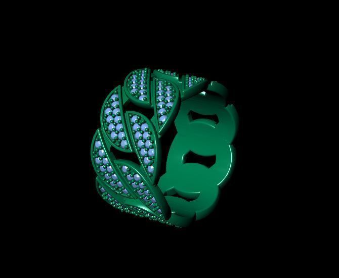 Cuban Ring Diamond 3D print model_11