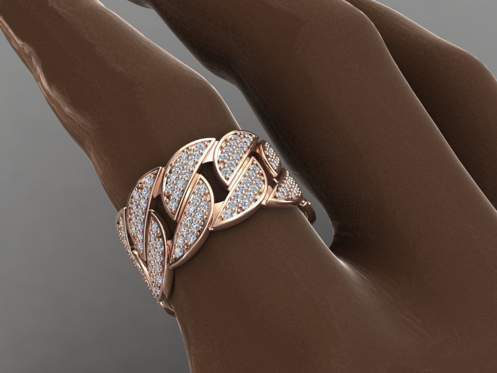 Cuban Ring Diamond 3D print model_14