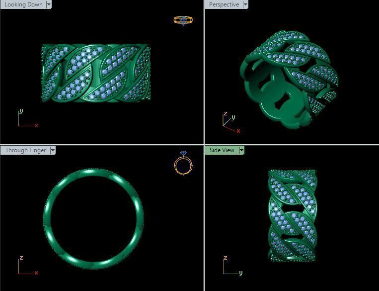 Cuban Ring Diamond 3D print model_5