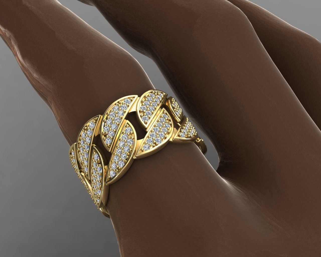 Cuban Ring Diamond 3D print model_1