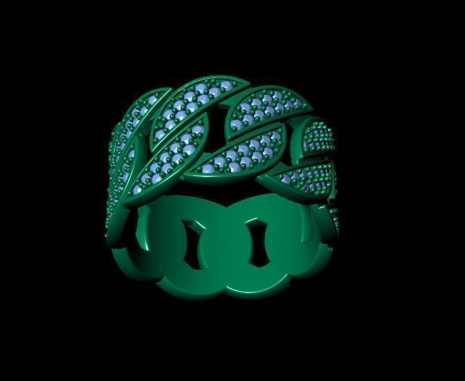 Cuban Ring Diamond 3D print model_24