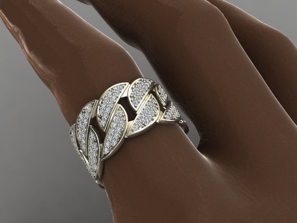 Cuban Ring Diamond 3D print model_6