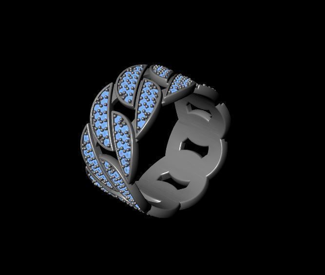 Cuban Ring Diamond 3D print model_21