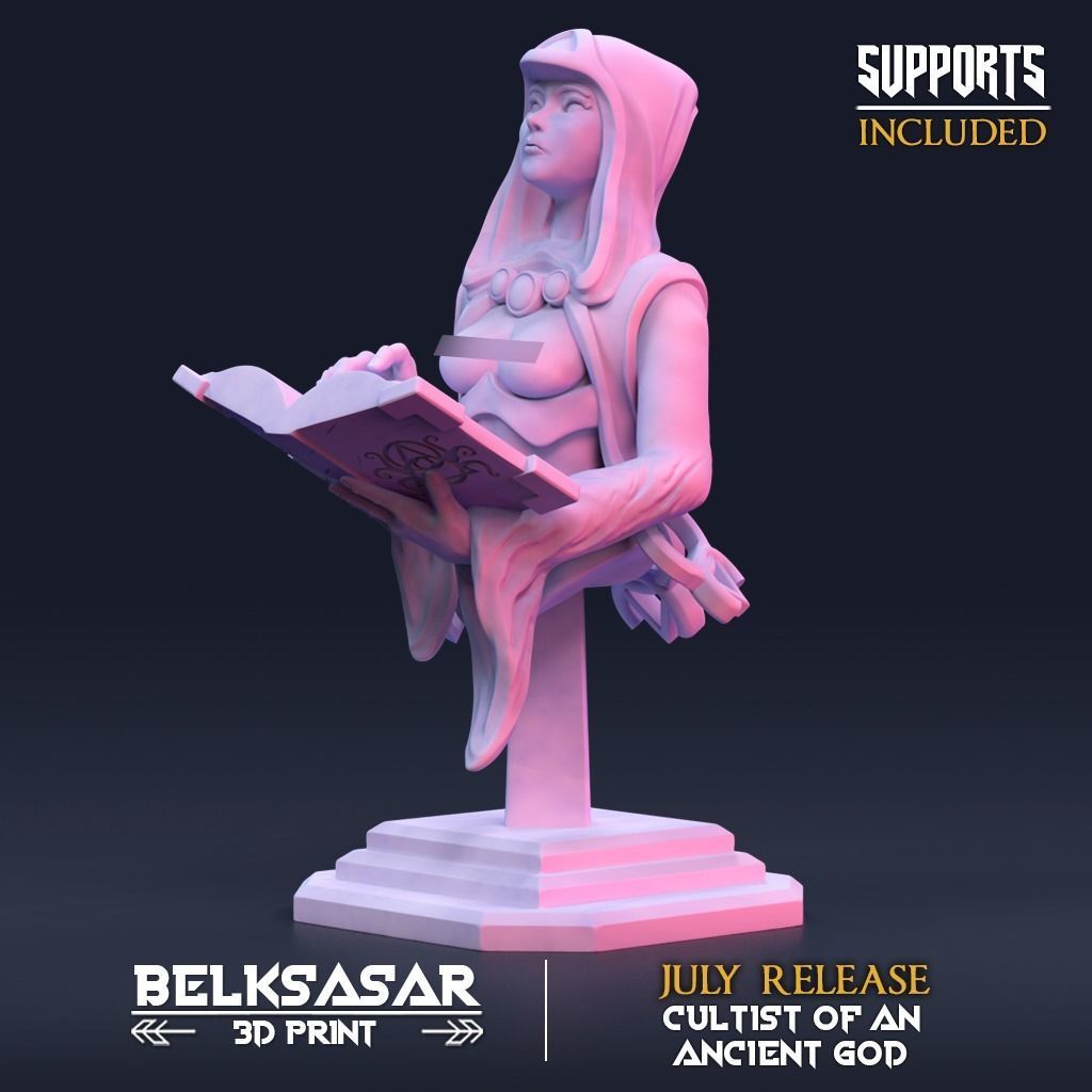 Bust Cultist of an Ancient god Topless and Clothed 3D print model_3