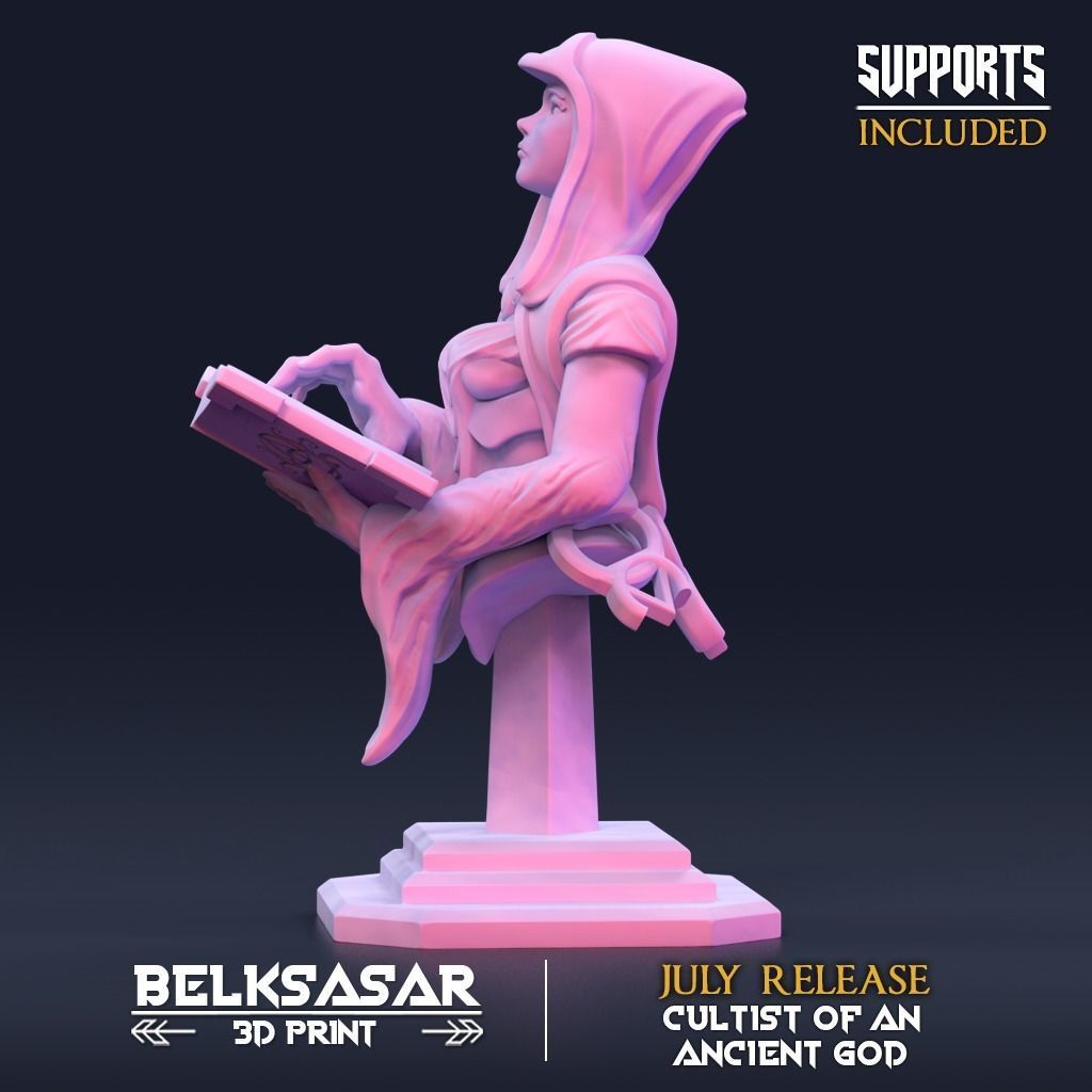 Bust Cultist of an Ancient god Topless and Clothed 3D print model_4
