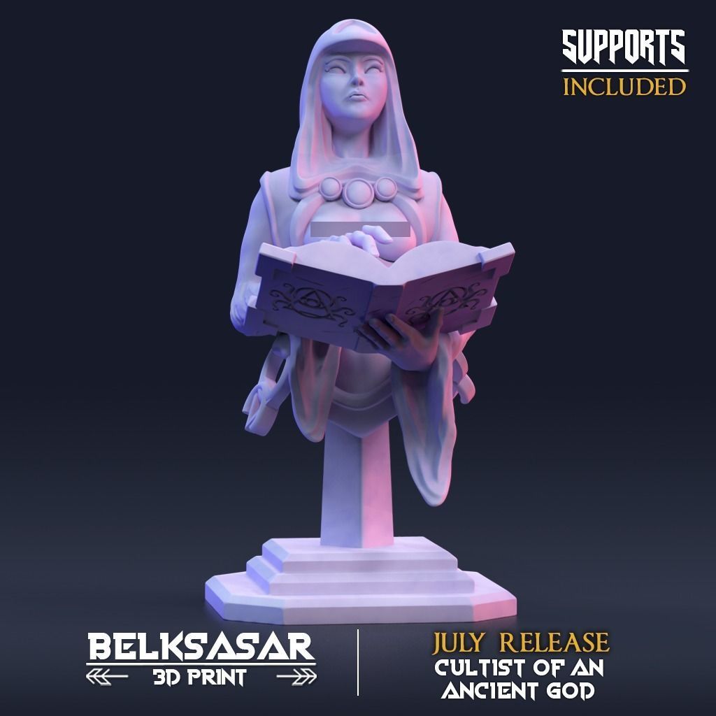 Bust Cultist of an Ancient god Topless and Clothed 3D print model_1