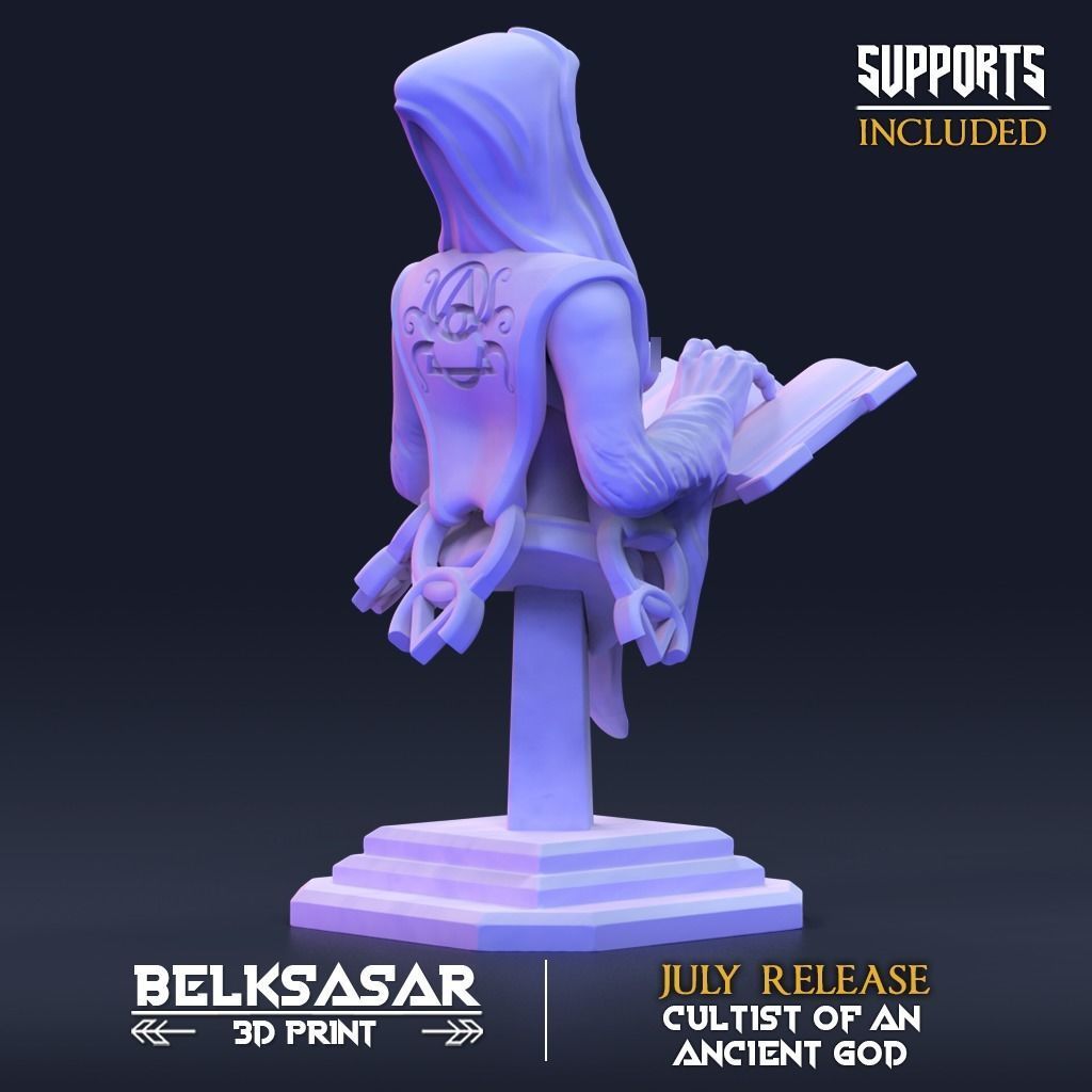 Bust Cultist of an Ancient god Topless and Clothed 3D print model_5
