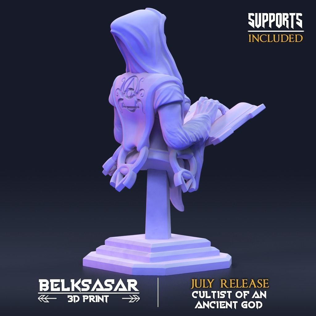 Bust Cultist of an Ancient god Topless and Clothed 3D print model_6