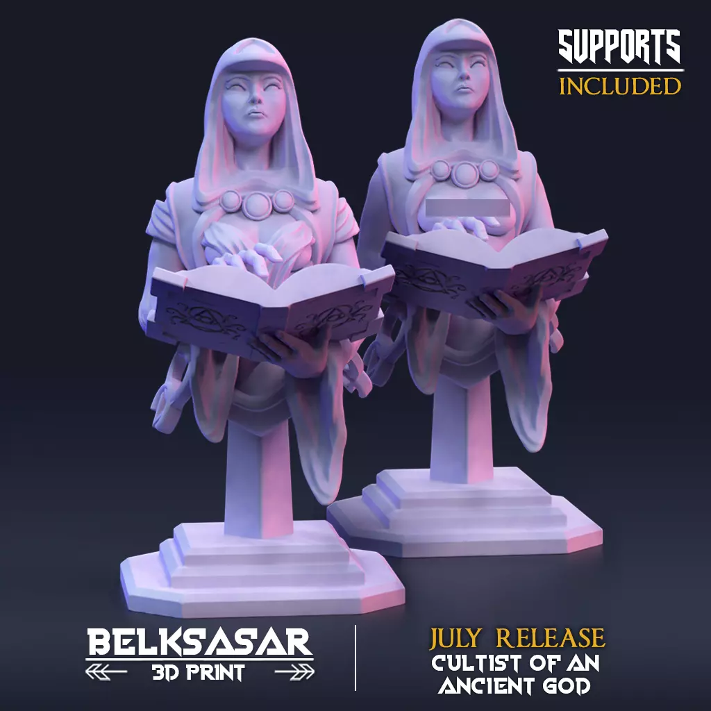 Bust Cultist of an Ancient god Topless and Clothed 3D print model_0
