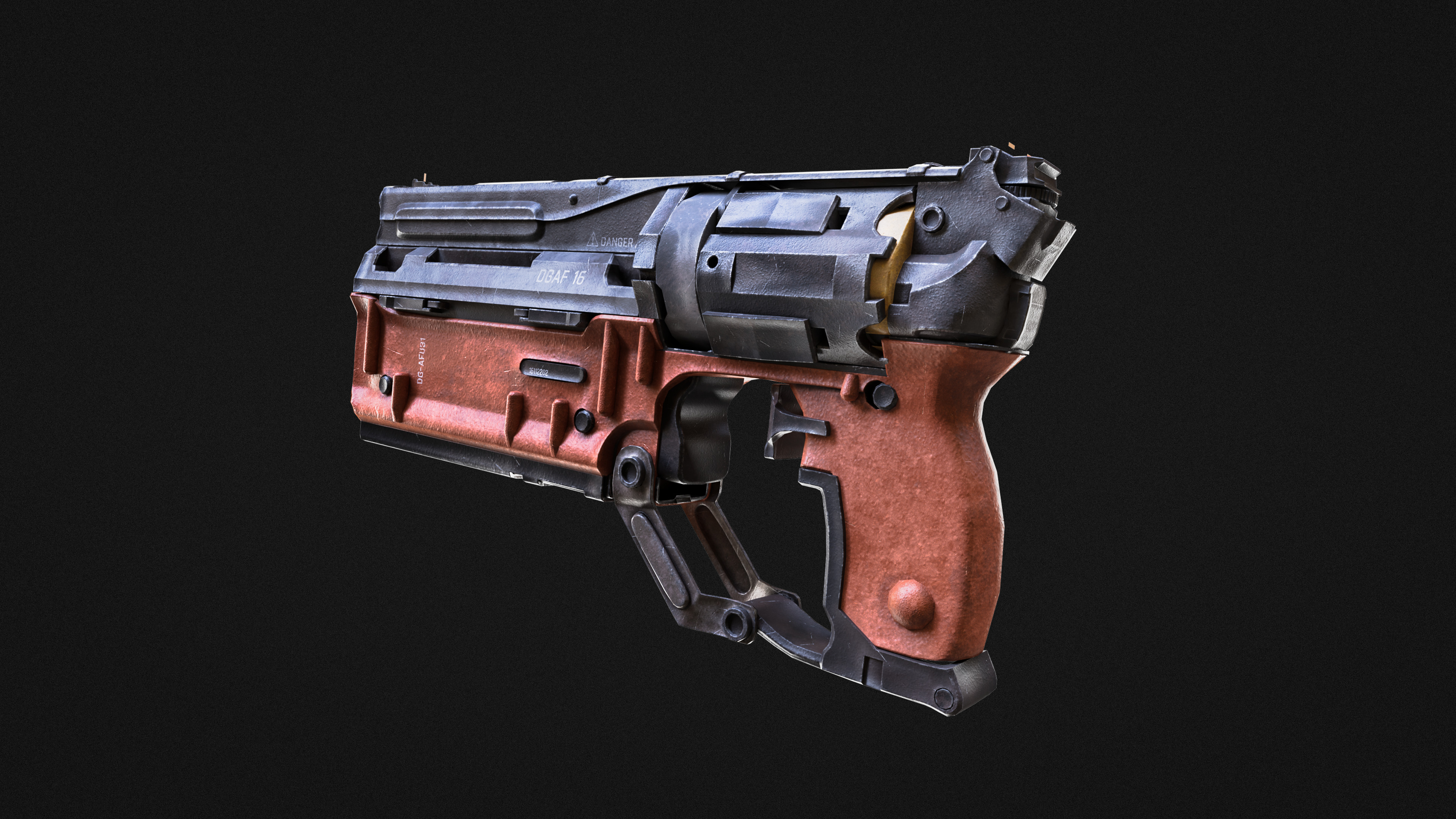 Cyberpunk gun Low-poly 3D model_2