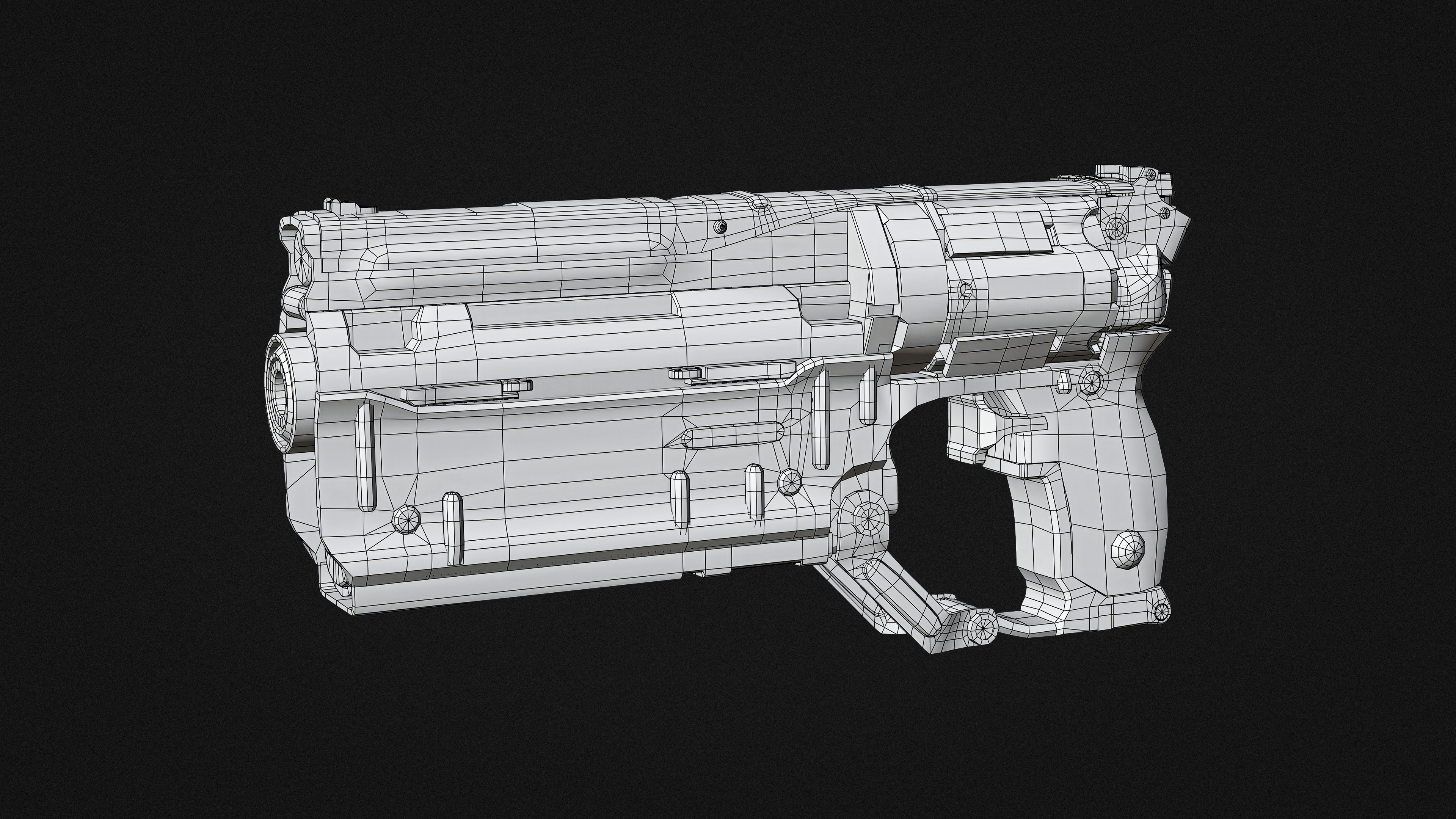 Cyberpunk gun Low-poly 3D model_7